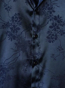 Manfinity Homme Men Floral Jacquard Shirt - Navy Blue - View 7