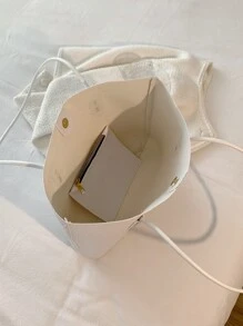 鱷魚壓紋單肩托特包附錢包 - 白色 - 查看 4