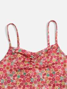 SHEIN Teen Girls Ditsy Floral Ruched Bust Cami Top - Multicolor - View 4