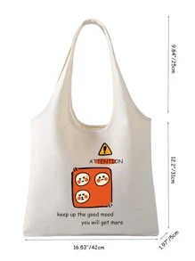 Túi Xách tay Nữ Hoạt hình Lá thư Đôi tay cầm Sẵn sàng - Màu be - Xem 3