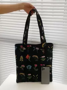 حقيبة يد مزخرفة بطرز الورود ذات طراز قديم ، حقيبة يد كاجوال/يومية للنساء