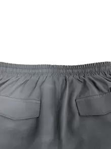 Manfinity Homme Quần short Cargo Oversize có túi nắp cho nam - Màu xám đen - Xem 5