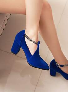 Ankle Strap Chunky Heeled Pumps