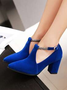 Ankle Strap Chunky Heeled Pumps