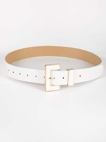 1 件女士方形扣 PU 腰带，适合日常佩戴，可搭配裤子或连衣裙，万圣节夏季、学校秋季、秋季、万圣节