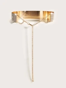 Rhinestone Decor Belt - Gold - View 3