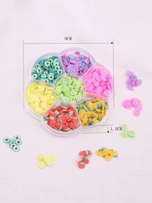 1 caja de 7 rebanadas de arcilla blanda, que incluyen piña, fresa, aguacate, sandía y otros diseños de frutas - Multicolor - Ver 3