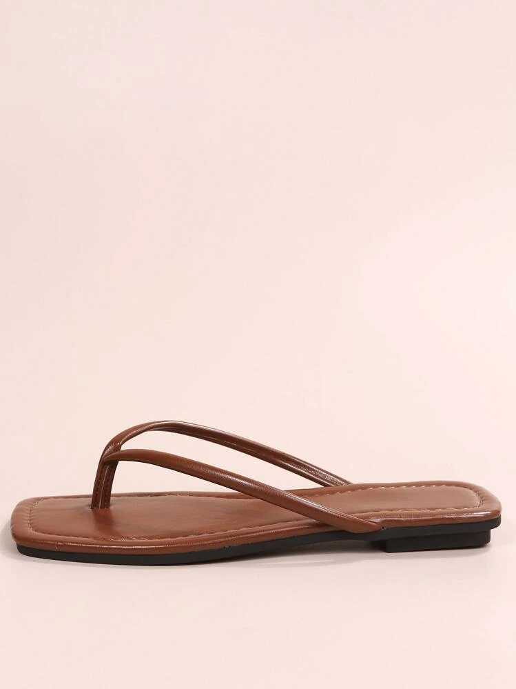 French Style Flip Flops For Women, New Sweet Fairy Casual Beach Slippers, Non-Slip Soft Sole, Suitable For Dates, Gatherings, Parties, Everyday - Brown - View 3