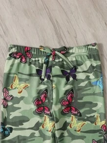 SHEIN Bộ thời trang bé gái Nơ trước Ngụy trang Loại bướm Giải trí - Nhiều màu - Xem 3