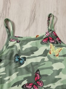 SHEIN Bộ thời trang bé gái Nơ trước Ngụy trang Loại bướm Giải trí - Nhiều màu - Xem 4