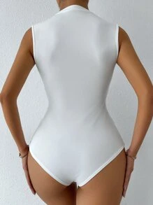 Chiquease Guipure Lace Panel Bodysuit - White - View 3