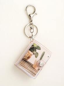 1可爱闪闪图片相册女士钥匙扣无相纸，防水小型便携式相簿适合作为父亲、母亲、男友、朋友、毕业、新年等的礼物。休闲款 - 彩色 - 查看 1