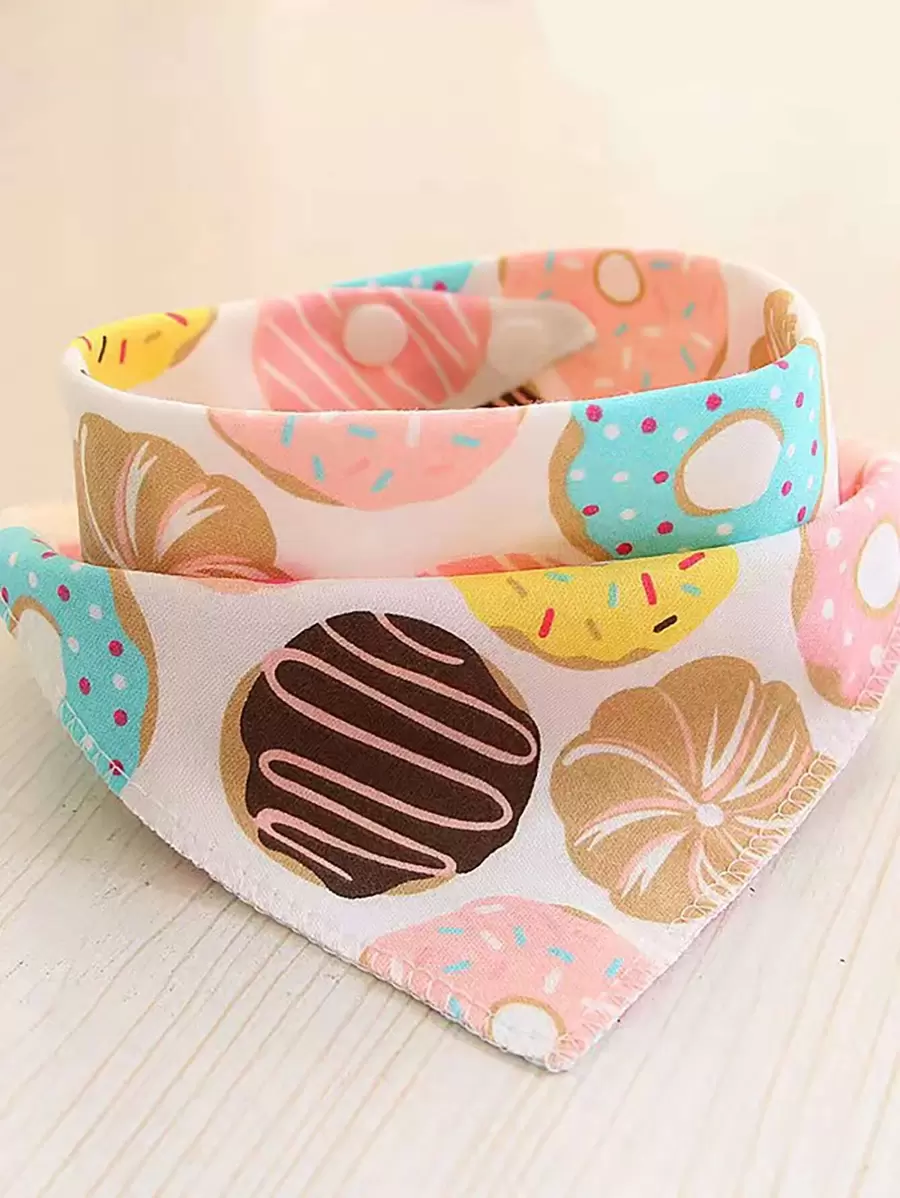 甜甜圈圖案寵物方巾 - 彩色 - 查看 1