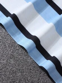 Manfinity Hypemode 男士粗條紋和標語圖案 T 卹 - 彩色 - 查看 4