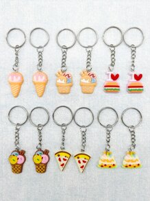 12pcs Pizza & Cake Charm Keychain - Multicolor - View 1