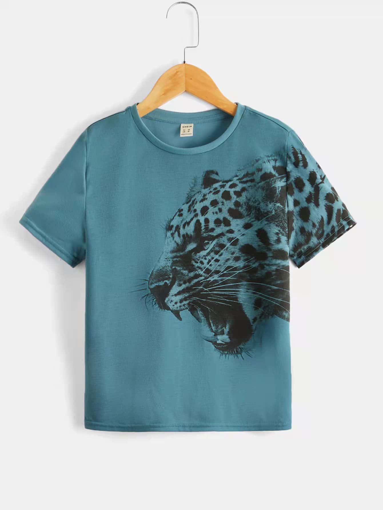 SHEIN Boys 3D Leopard Print Tee - Dusty Blue - View 1