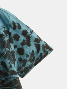 SHEIN Boys 3D Leopard Print Tee - Dusty Blue - View 3
