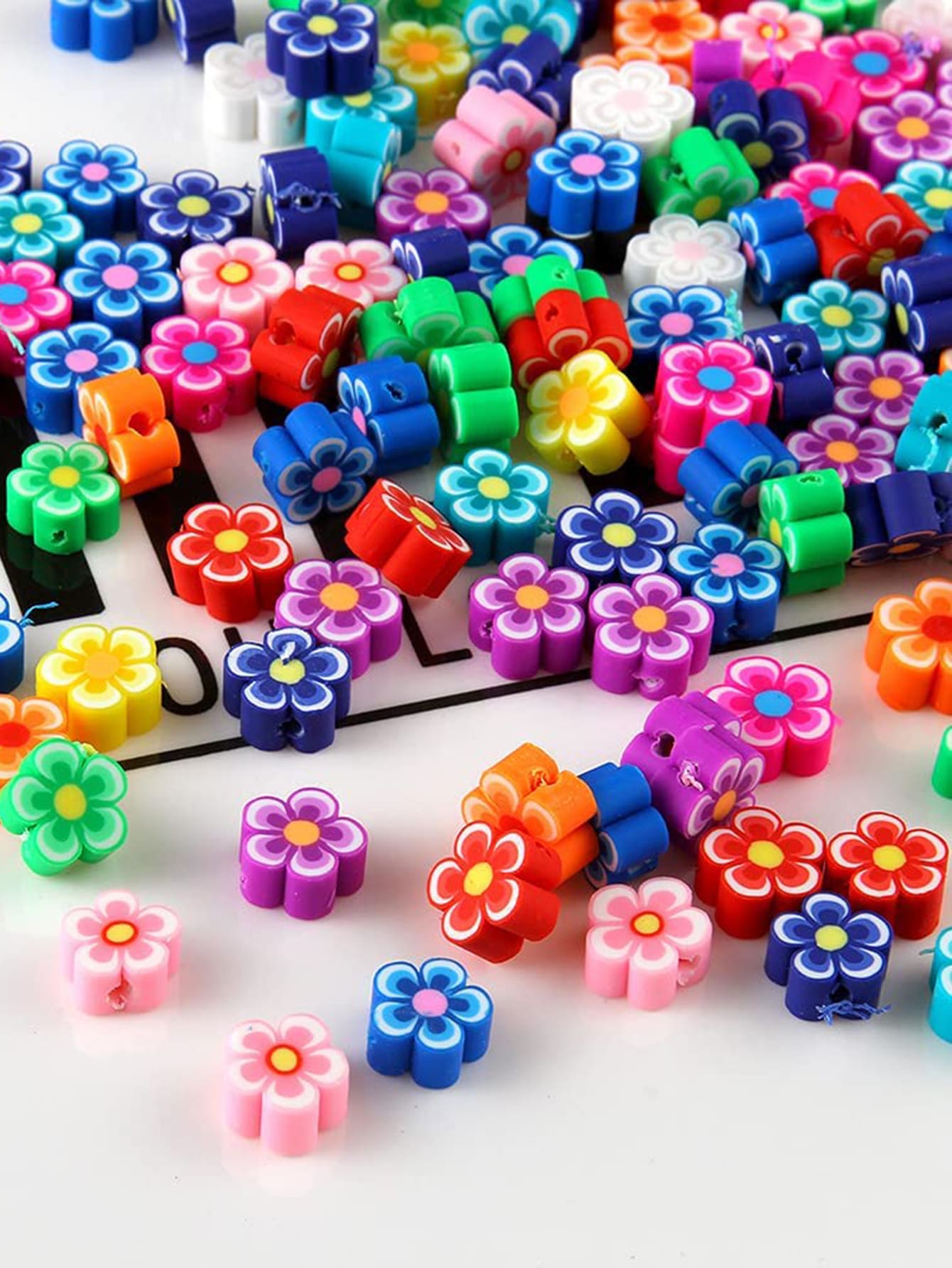 60 piezas/set de cuentas de flores de arcilla polimérica, cuentas sueltas, Kit de fabricación de joyas Diy para collar, pulsera, pendientes - Multicolor - Ver 1