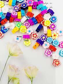 60 piezas/set de cuentas de flores de arcilla polimérica, cuentas sueltas, Kit de fabricación de joyas Diy para collar, pulsera, pendientes - Multicolor - Ver 5