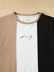 SHEIN Camiseta De Manga Corta Con Gráfico De Letra Y Pantalones Cortos Con Cordón Para Cintura Para Niños En Edad Pre-adolescente - Multicolor - Ver 4