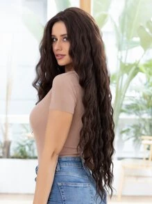 30-inch extra long body wave synthetic wig, women's wig, suitable for everyday use - Brown - View 1