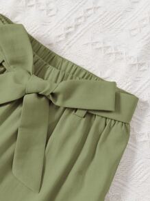 女孩吊帶上衣和腰帶長褲 - 軍綠色 - 查看 3