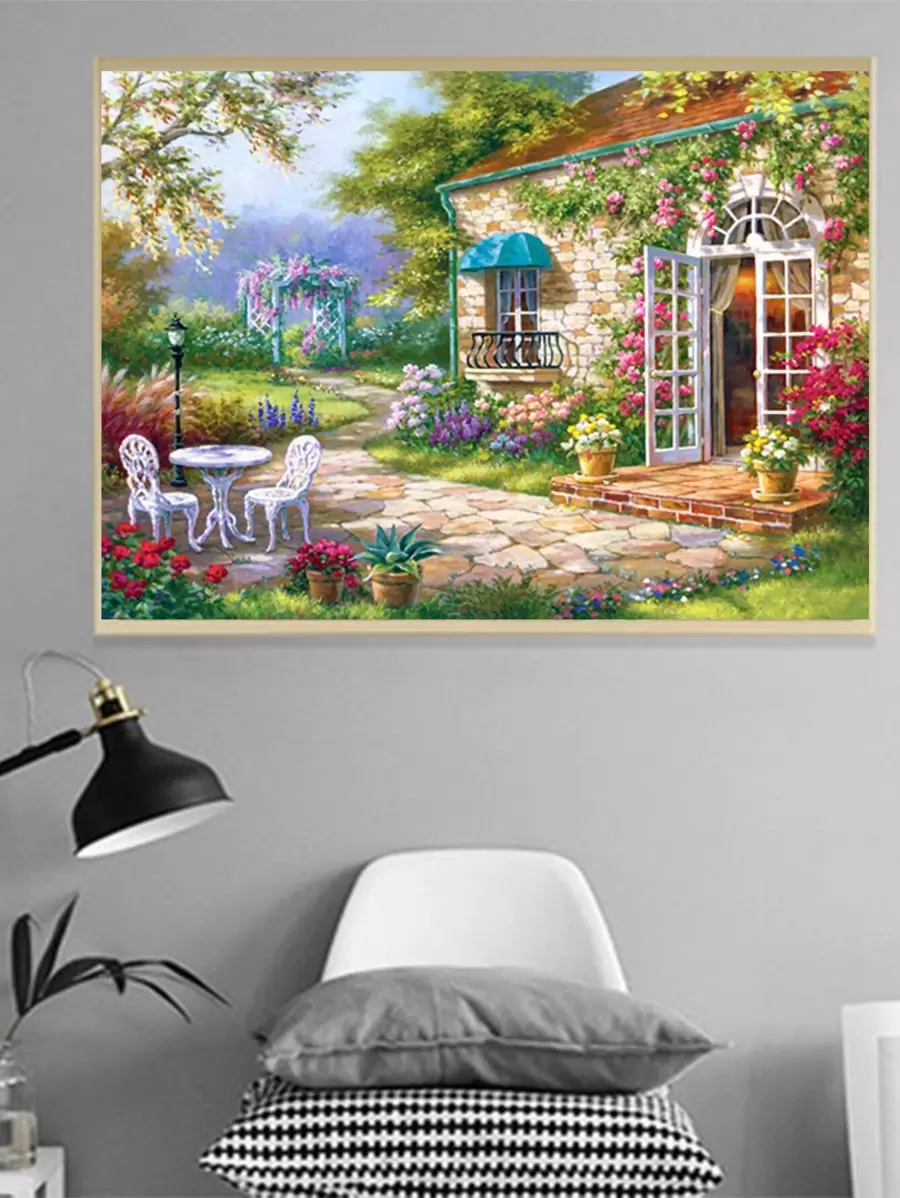 Landscape Print DIY Diamond Painting Without Frame - Multicolor - View 1