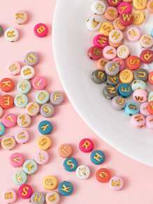 100 piezas Accesorio de joya DIY al azar con estampado de letra cuenta - Multicolor - Ver 2