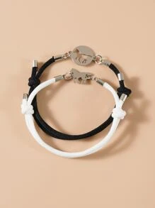 2 chiếc Vòng đeo tay trang trí ngựa - Đen và trắng - Xem 1