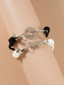 2 chiếc Vòng đeo tay trang trí ngựa - Đen và trắng - Xem 2