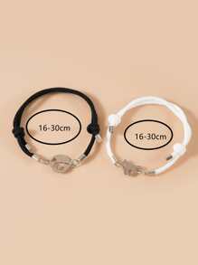 2 chiếc Vòng đeo tay trang trí ngựa - Đen và trắng - Xem 3