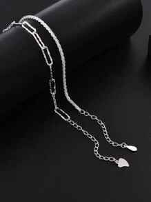 1入組簡約風ins風格百搭新款星空星系主題分層手鏈帶發亮光澤度 - 銀色 - 查看 4