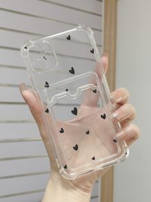 心形图案透明卡槽手机壳 - 無色 - 查看 2