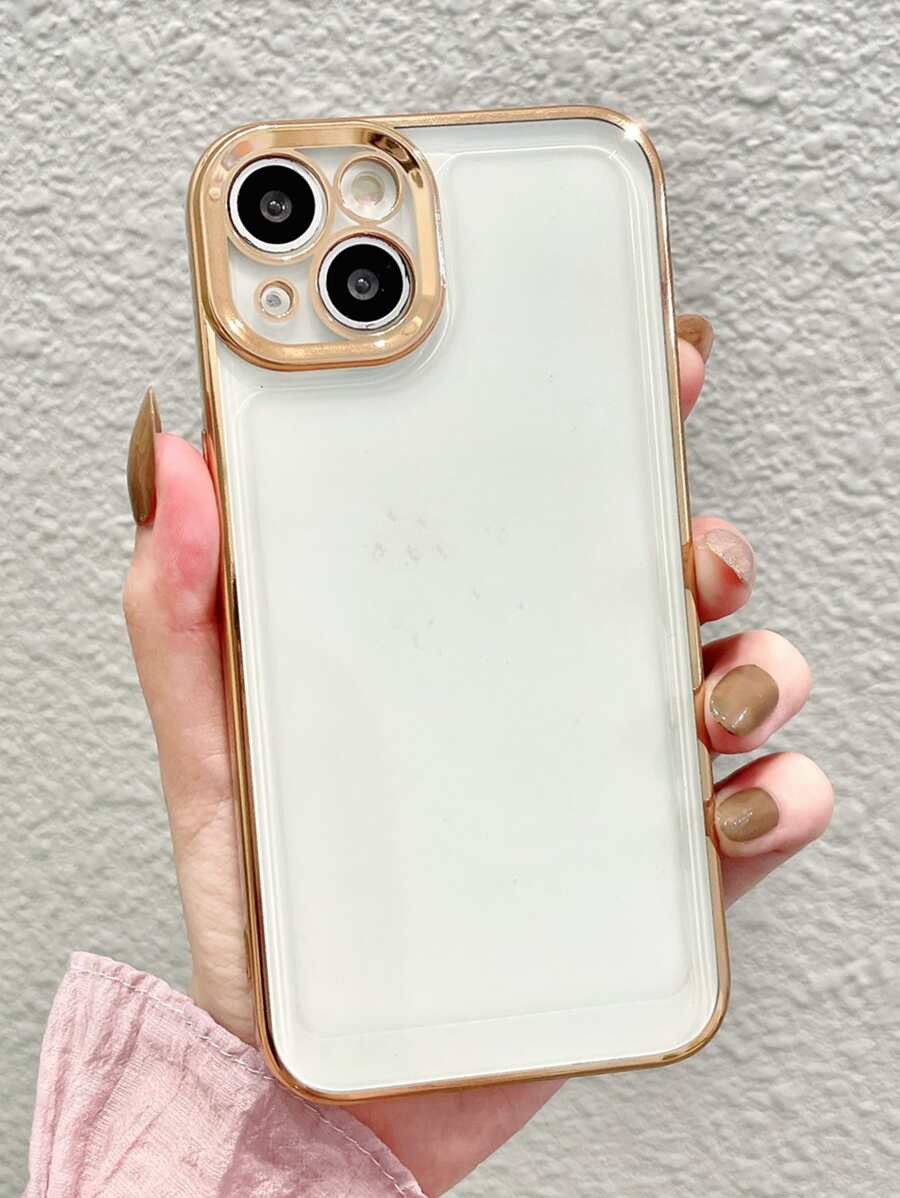 Contrast Frame Clear Phone Case - Gold - View 1