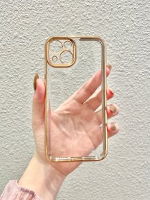 Contrast Frame Clear Phone Case - Gold - View 2