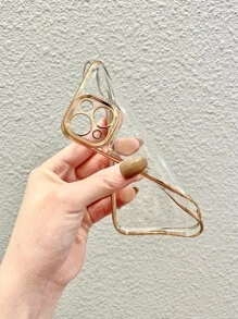 Contrast Frame Clear Phone Case - Gold - View 4