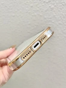 Contrast Frame Clear Phone Case - Gold - View 5