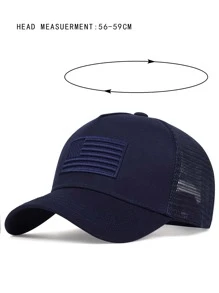 1 pieza gorra de béisbol con malla y bordado de bandera de EE. UU. para hombres, gorra casual ajustable para protección solar al aire libre, adecuado para viajes de primavera/verano y vacaciones en la playa - Azul Marino - Ver 3