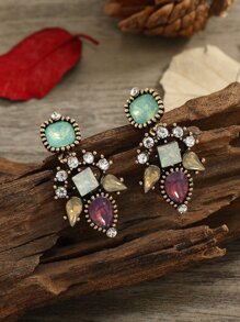 Rhinestone Decor Drop Earrings