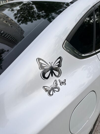 Black Butterfly Car Sticker (Pack Of 3)