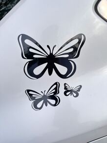 Black Butterfly Car Sticker (Pack Of 3) - Black - View 4