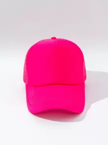 1pc Women Plain Net Casual Lightweight Baseball Cap, Adjustable, Suitable For Everyday Wear - Hot Pink - View 4