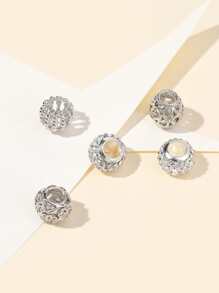 5pcs Rhinestone Decor DIY Bead - Silver - View 2