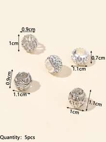 5pcs Rhinestone Decor DIY Bead - Silver - View 5