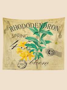 Floral & Letter Graphic Tapestry - Multicolor - View 1