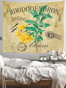 Floral & Letter Graphic Tapestry - Multicolor - View 2