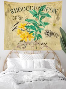 Floral & Letter Graphic Tapestry - Multicolor - View 3