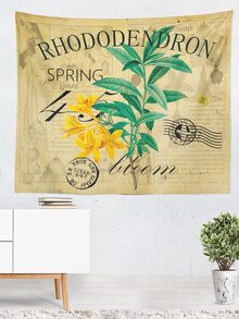 Floral & Letter Graphic Tapestry - Multicolor - View 4