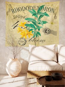 Floral & Letter Graphic Tapestry - Multicolor - View 5