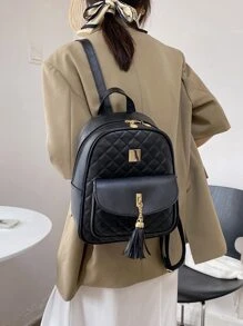 3pcs Tua trang trí Argyle Chần Bộ ba lô cổ điển - màu đen - Xem 4